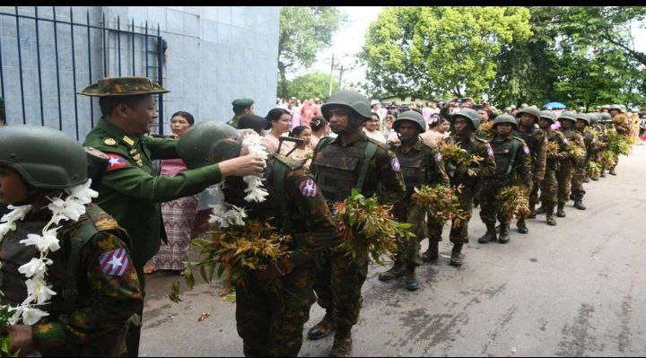 အောင်ပွဲအလီလီရယူနိုင်ခဲ့သော အောင်ပွဲရ ရှေ့တန်းပြန် တပ်မတော်သားများအား ဂုဏ်ပြုကြိုဆို။