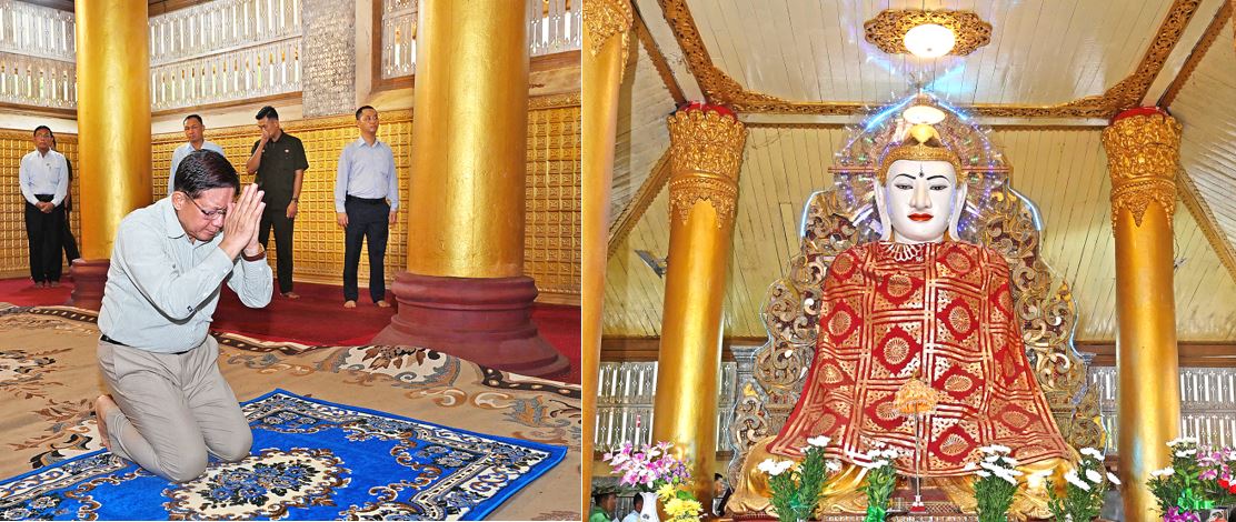နိုင်ငံတော်သမ္မတ ဦးမင်းအောင်လှိုင် ထားဝယ်မြို့ကျက်သရေဆောင် လောကမာရဇိန်ရုပ်ပွားတော်မြတ်ကြီးနှင့် ရွှေတောင်စားစေတီတော် မြတ်ကြီးသို့ သွားရောက်ဖူးမြော်ကြည်ညို